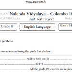 English Language | Nalanda College | Unit Exam Paper – 10 | Grade 08