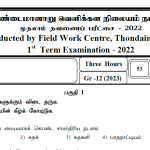 Dancing | Field Work Centre | Term Exam Paper – June 2022 | Grade 12 | Tamil Medium
